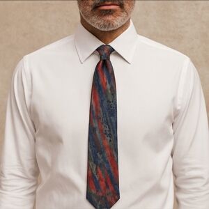 GANNI Abstract Silk Tie Multicolor Vintage Style Quiet Luxury